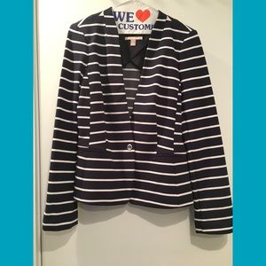 Banana Republic collarless striped blazer
